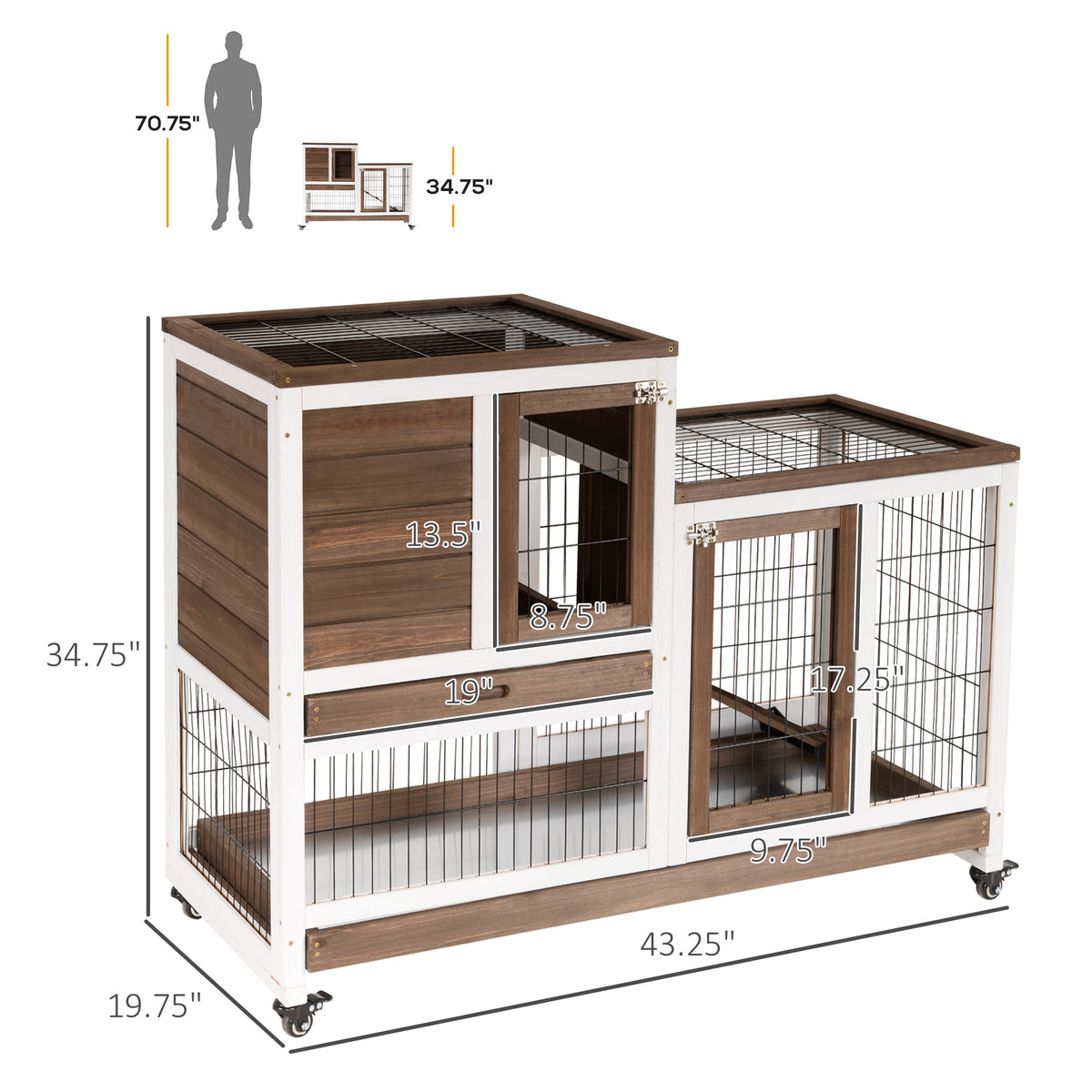 Lapin en bois Hutch Élevé Bunny Cage