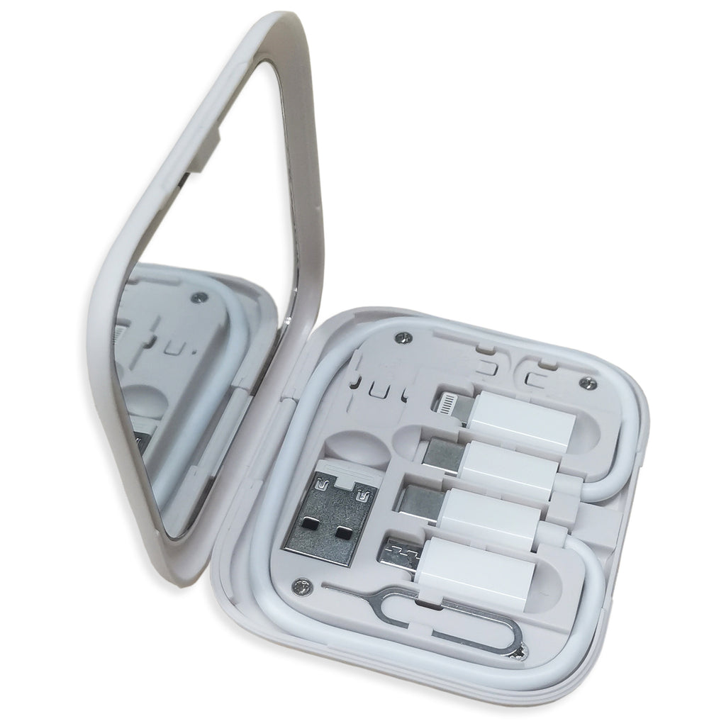 Câble de données multifonctions Boîte de stockage numérique Miroir de charge Porte-téléphone mobile caché