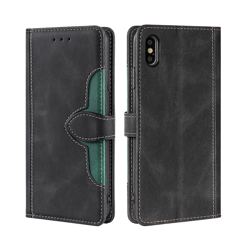 Boîte de carte en cuir Étui de téléphone à étrier