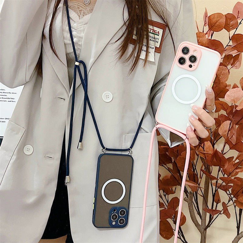 Étui magnétique pour téléphone Lanyard Transparent Crossbody Résistance à la chute