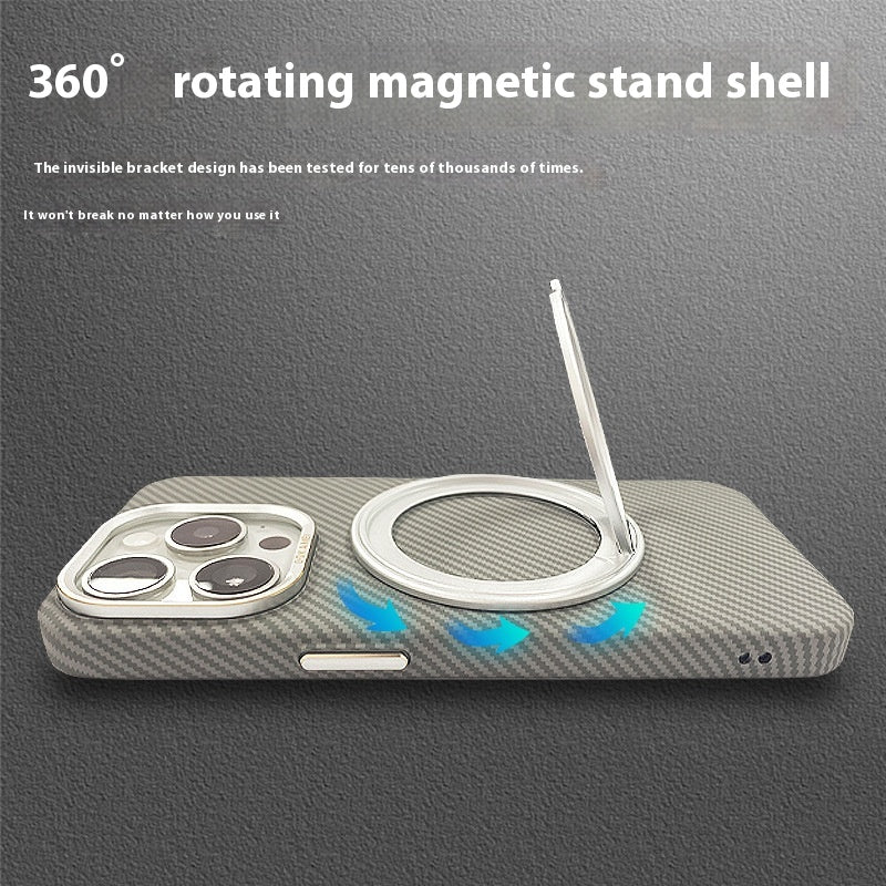 Bracket en alliage d'aluminium rotatif Carbon Fibre Pattern Drop-résistant Texture Shell