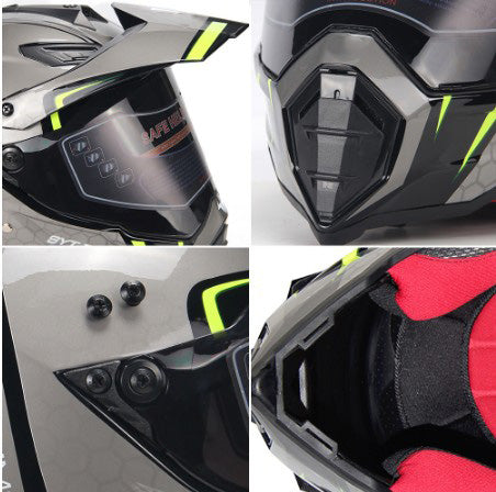 Beau casque complet de moto hors route