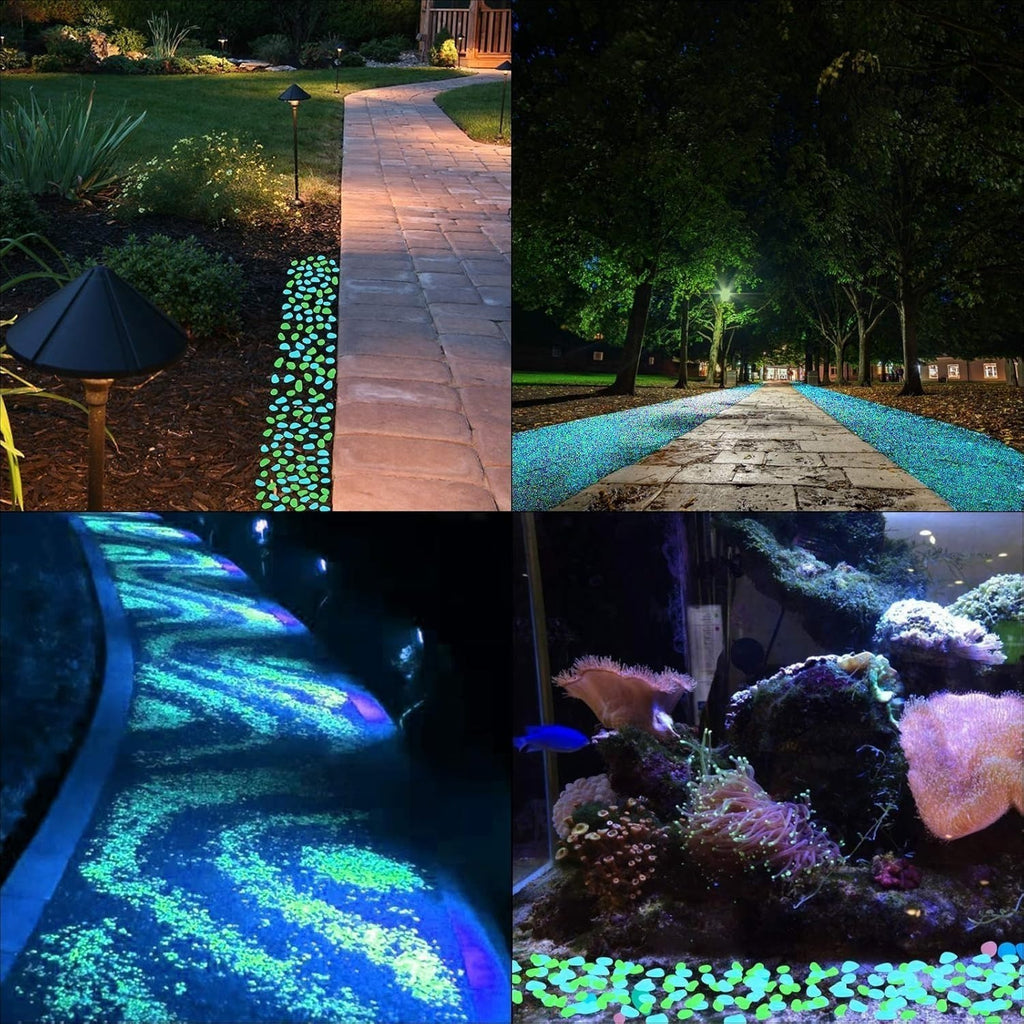 200 X Bleu Glowing Pebbles – Glow-in-the-Dark Stones pour les jardins et le décor – Fête Supplie