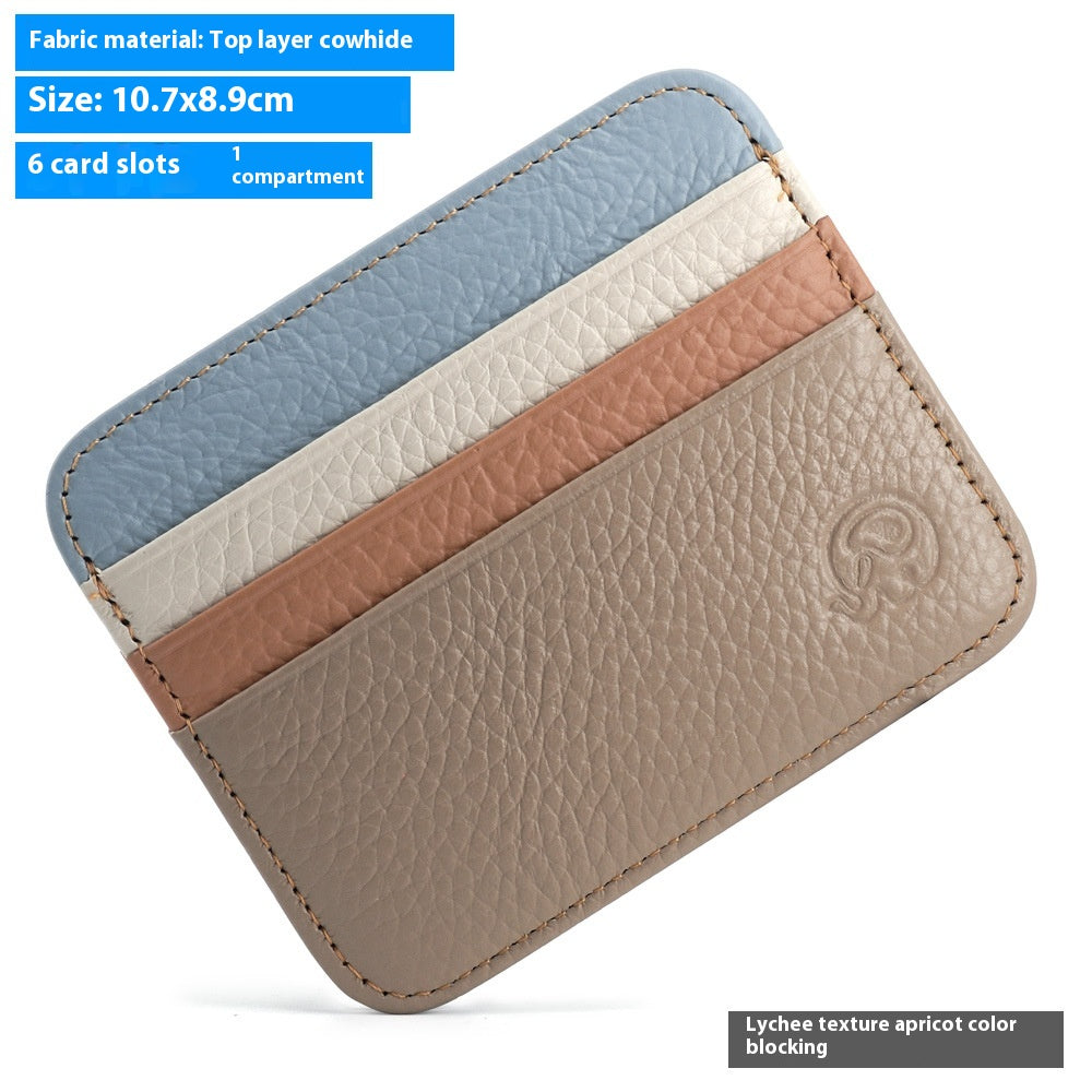 Petit éléphant rond Premier calque Coin de vache Purse véritable support de carte en cuir