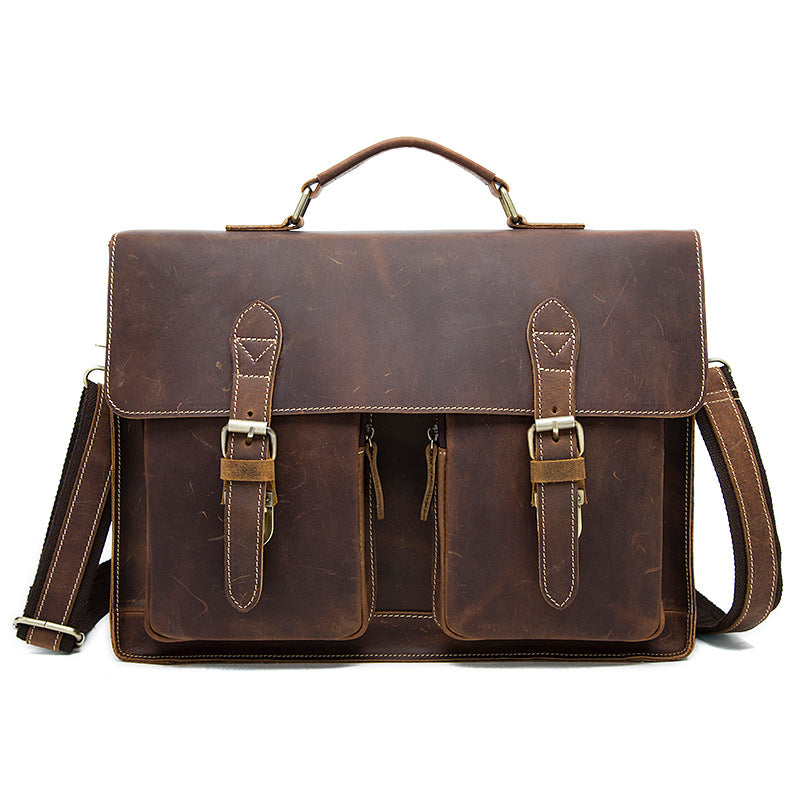 Véritable cuir homme Mode épaule Selle en cuir Crossbody Casual Messenger Bag