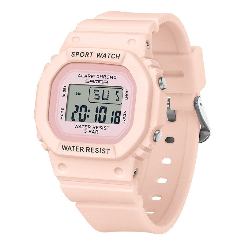 Montre électronique carrée Créativité colorée pour les étudiants masculins et féminins