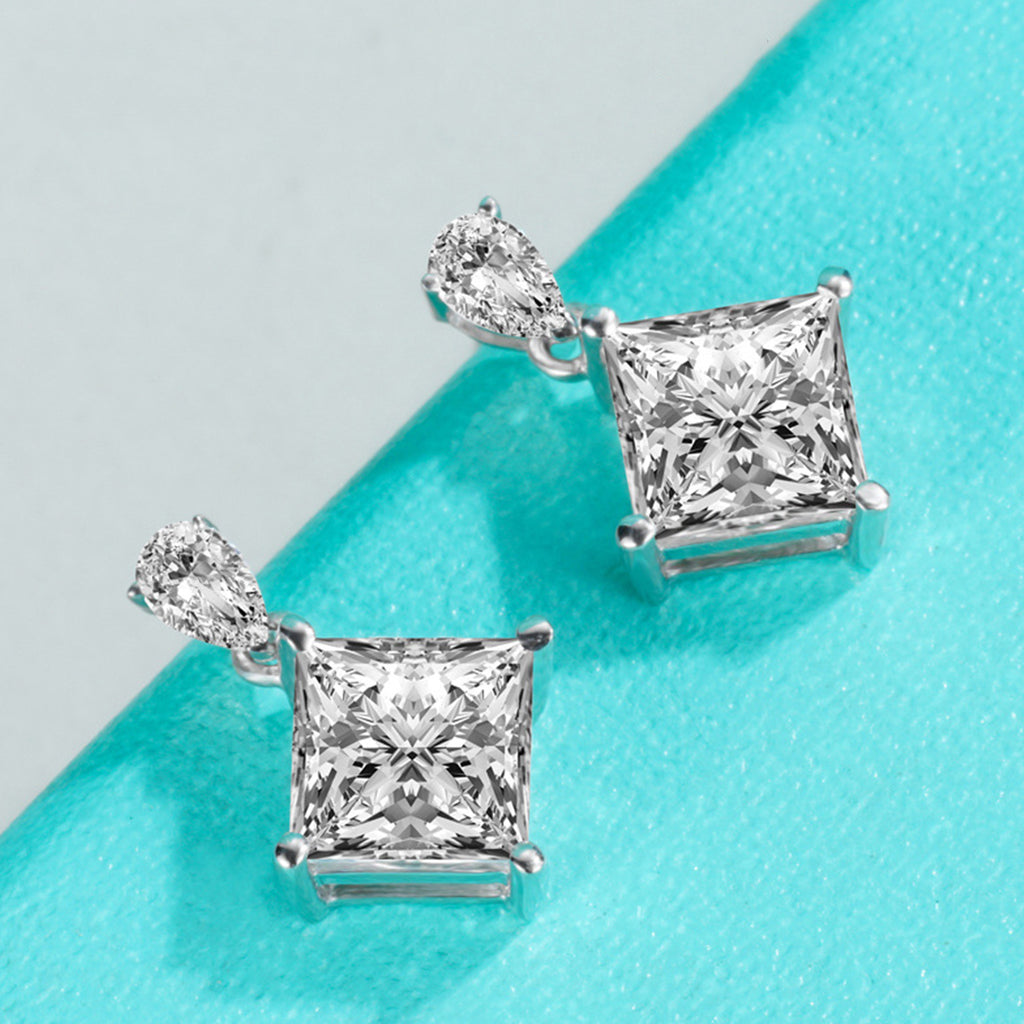 S925 Boucles d'oreilles en argent sterling taille princesse