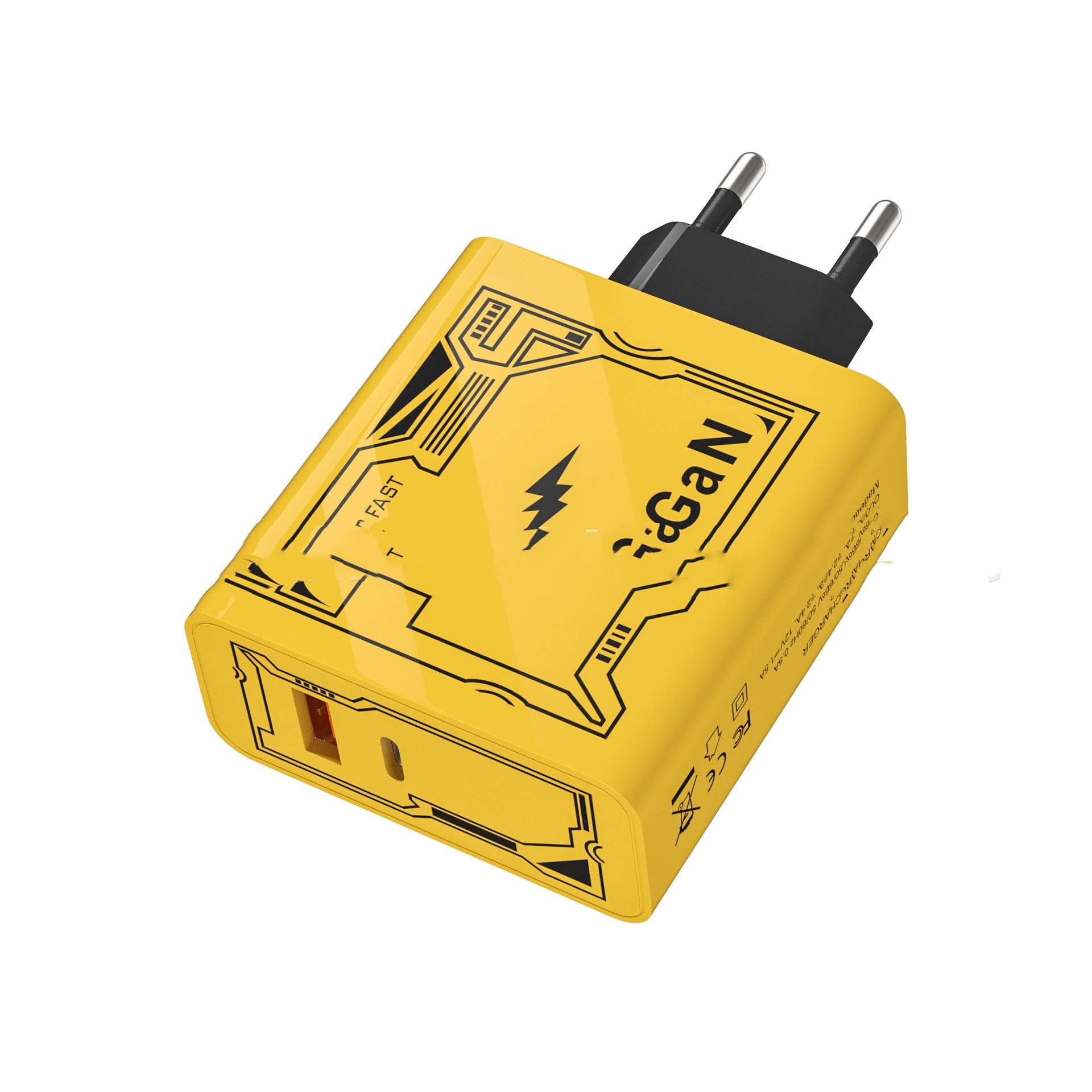 Machine Crustacean A C Chargeur jaune 5v2a Qc30 Charge rapide PD25W Fiche de charge