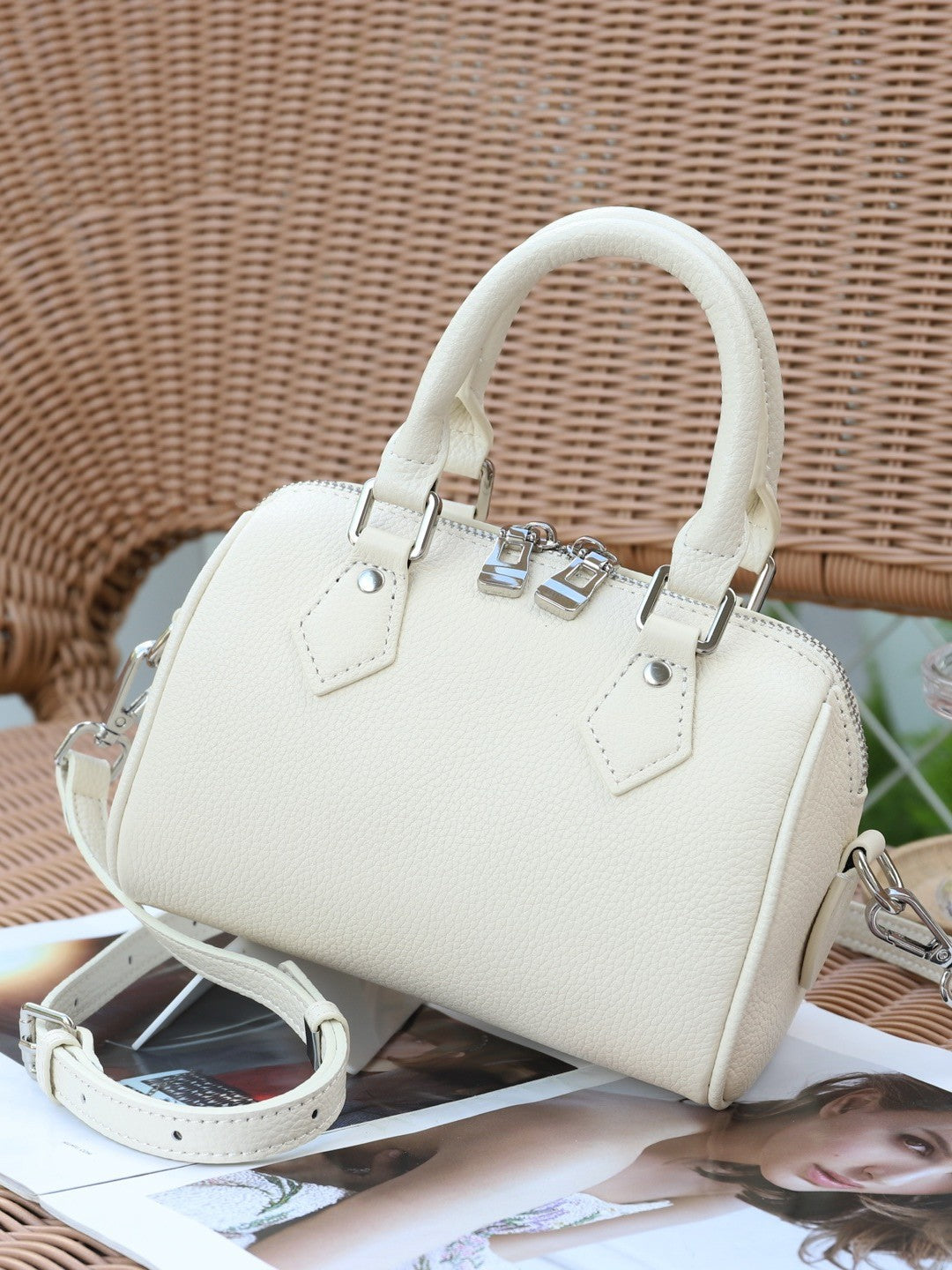 Sac pour femmes en cuir à grains supérieurs