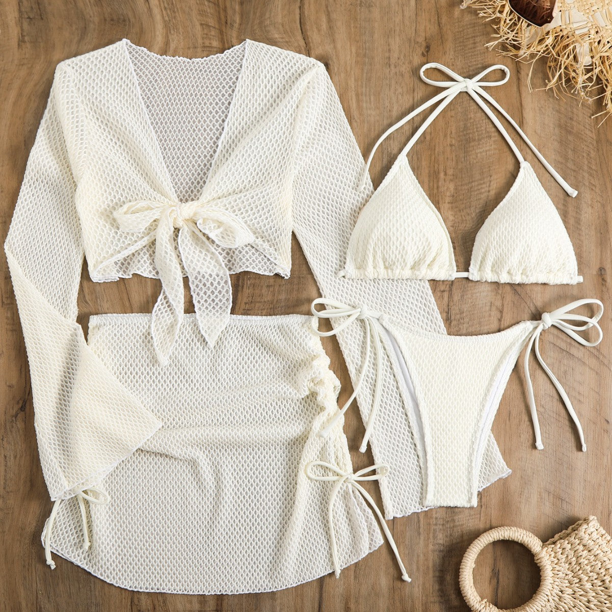 Ensemble de maillots de bain de vacances Lacey blanc cassé léger