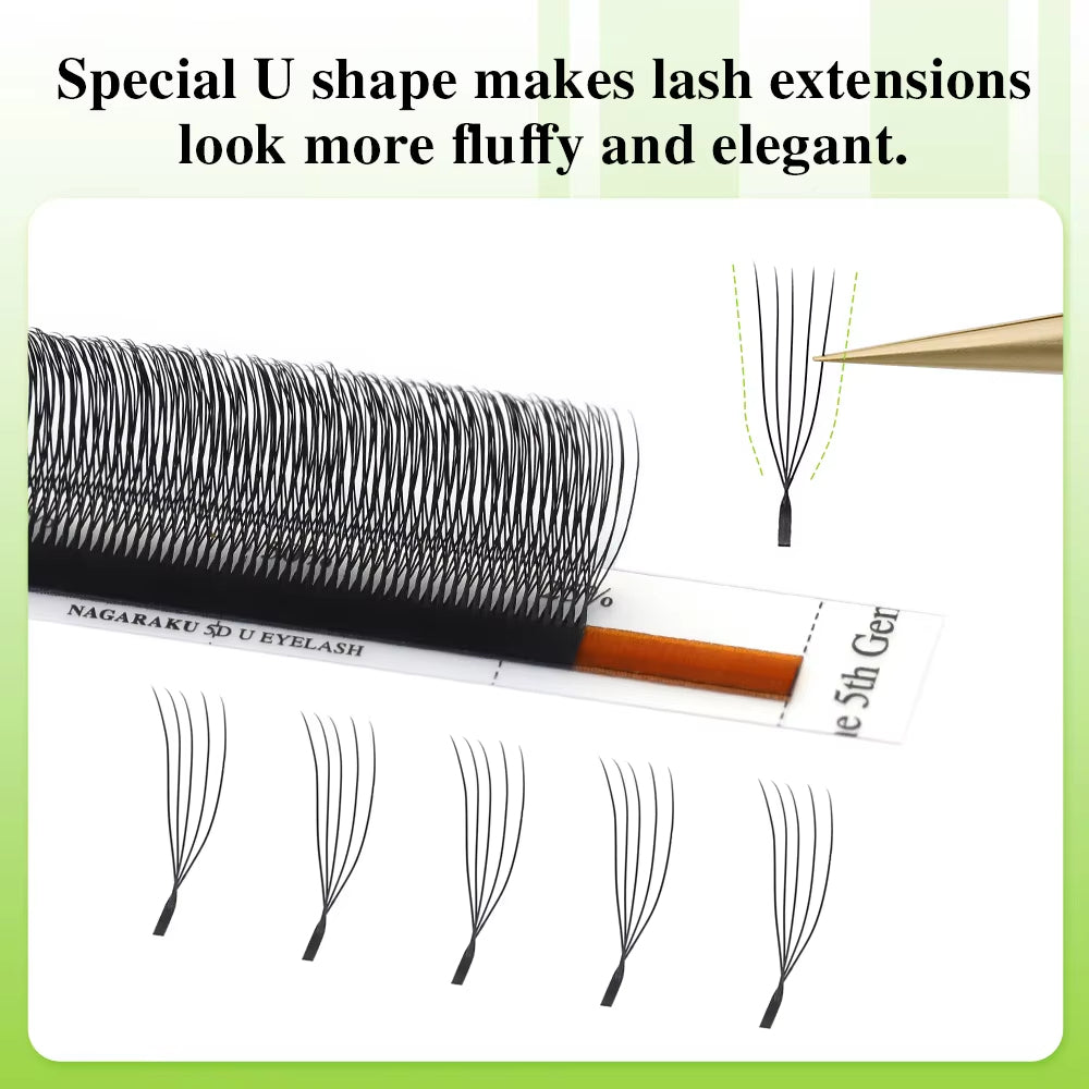 Faux cils en forme de feuille en U