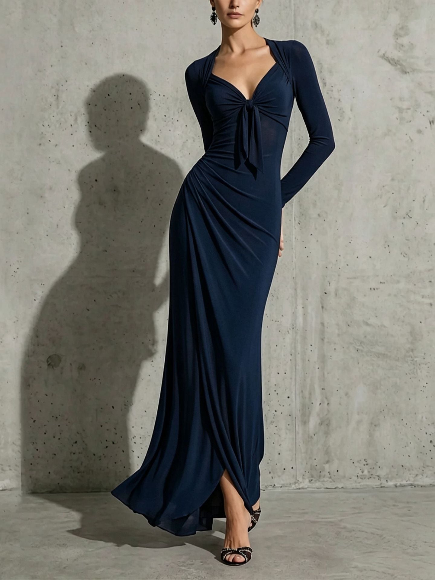 Robe Maxi en col V pour femmes