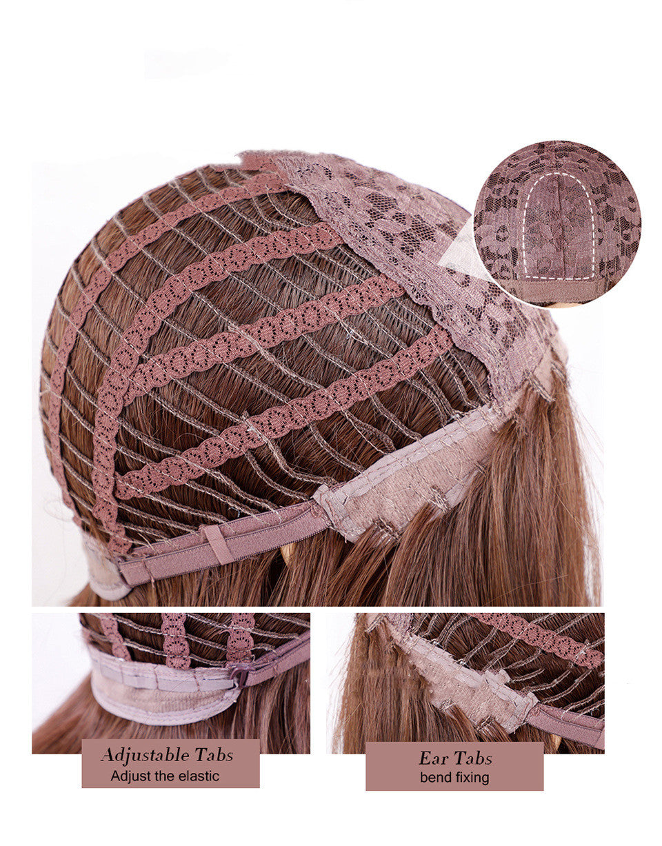Wig with Full Bangs Long Curly Hair Full Set