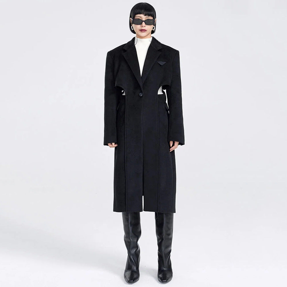 Faux manteau en laine longue en deux parties