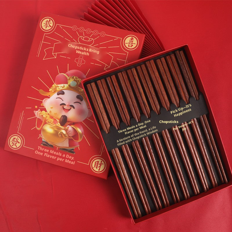 Chopsticks-fortune cadeau boîte-Brown-10 paires-1 boîte