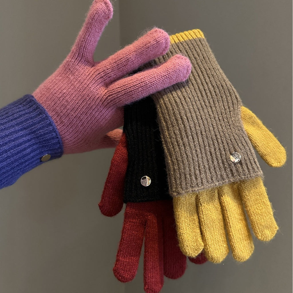Gants en laine tricotée à double usage dans le style Maillard
