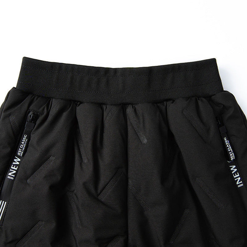 Fleece des garçons et épaississement de la preuve froide chaude pantalons de pieds encastrés