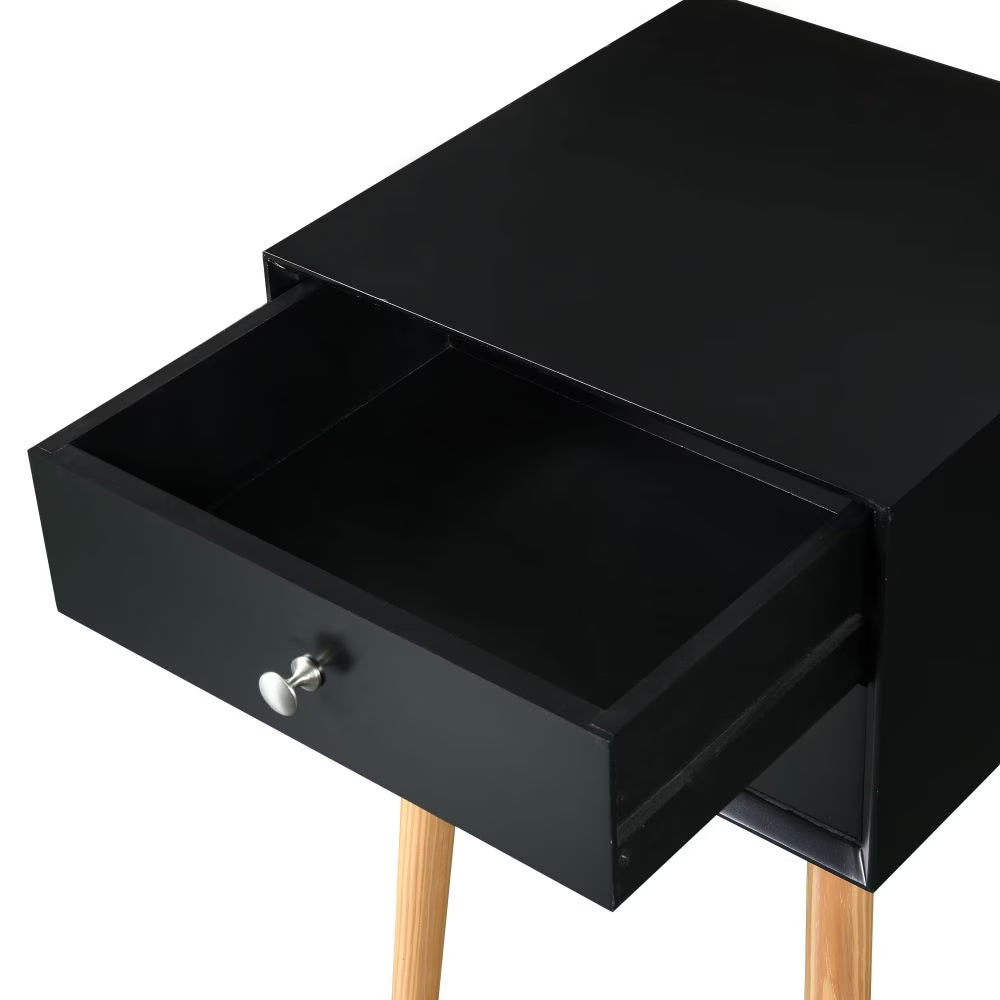 Table latérale,Bedside Table avec 2 tiroirs et pieds en bois de caoutchouc, rangement moderne mi-century C
