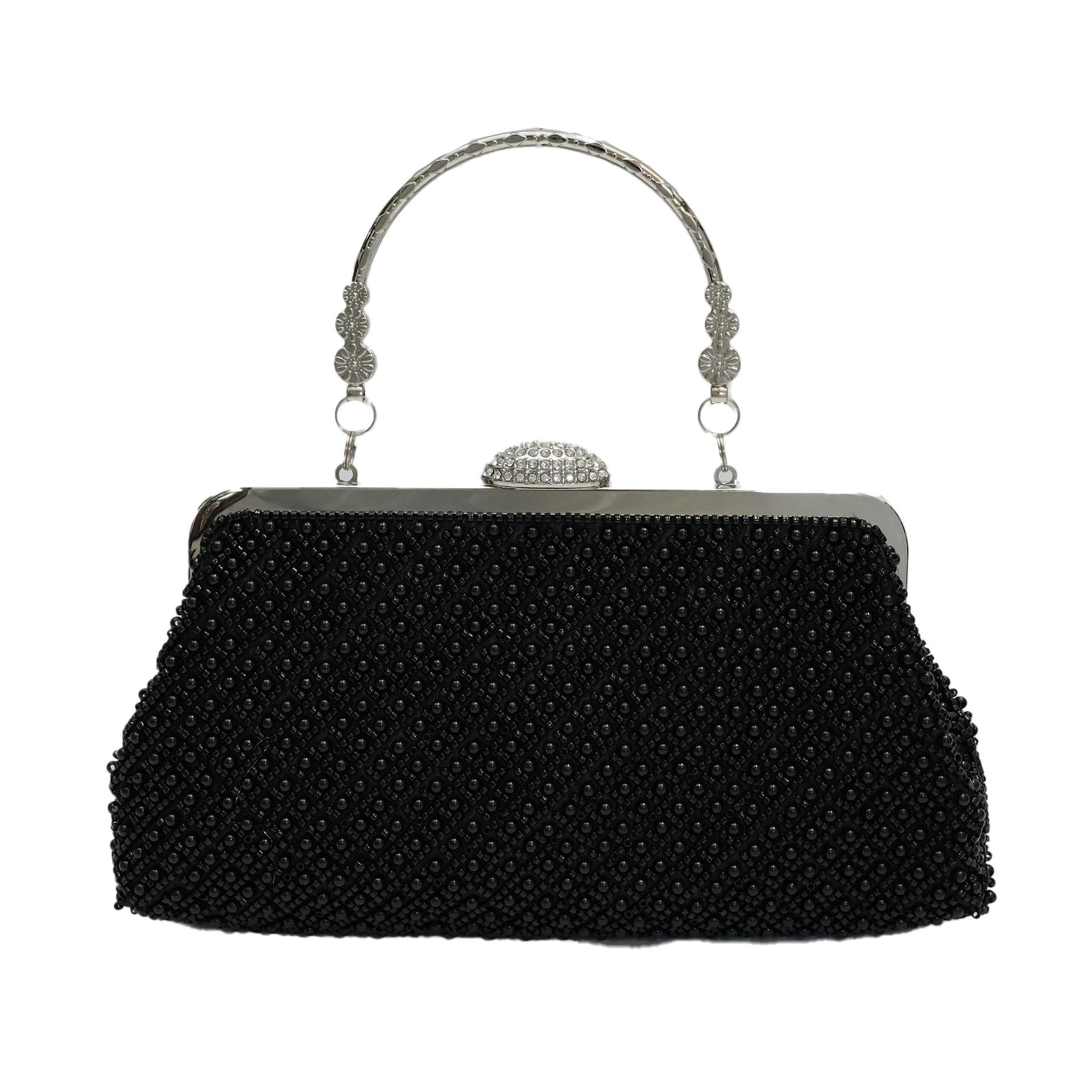 Sac d'embrayage en perles fines de couleur unie
