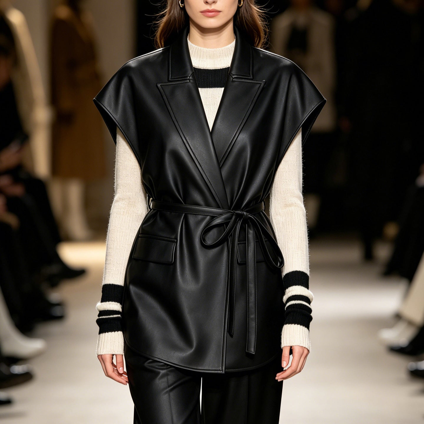 Femmes sans manches PU Veste en cuir pour FallWinter Mode tendances