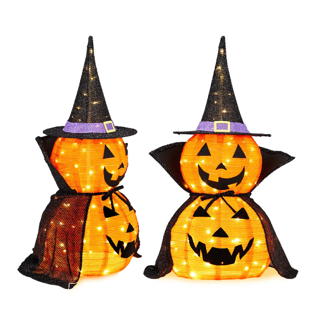 2Packs Décoration de citrouille légère collapsible Halloween 3FT