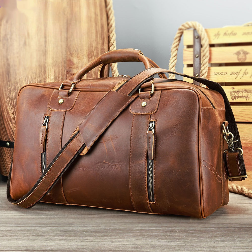 Retro Sac de voyage à courte distance Véritables hommes en cuir