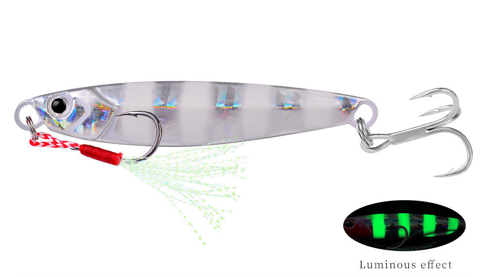 Lumineux long S double crochet plaque de fer Lure en métal Faux bionique Bâton de pêche submergé