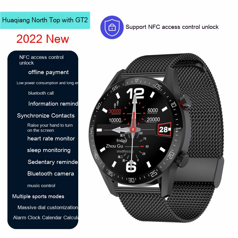 GT2 Smart Watch NFC Contrôle d'accès Bluetooth Appel Sports Waterproof Surveillance Heart Ra