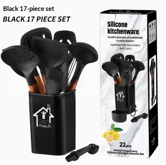 Ensemble d'articles de cuisine en silicone 22 pièces en bois