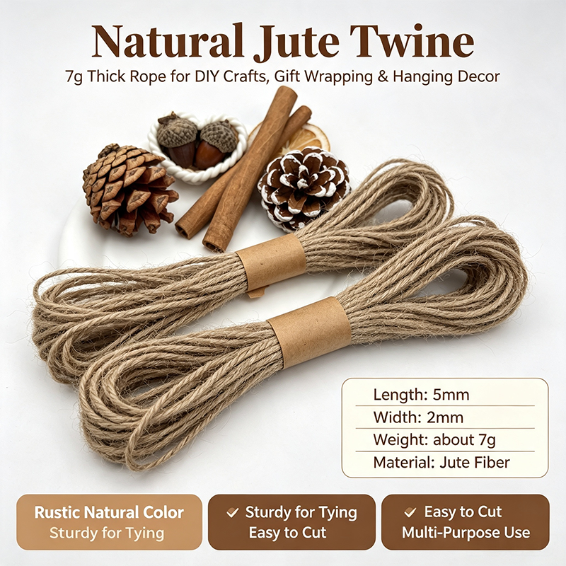 Ficelle de jute naturelle 3 tailles 500mm Bricolage Corde d'artisanat Corde de suspension rustique pour porte de Noël H