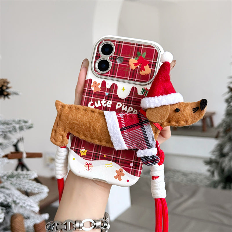 Clip haut de gamme du corps de Noël Plaid Dachshund