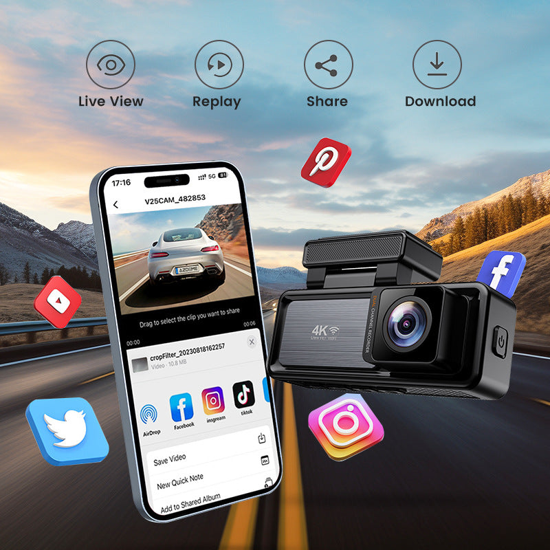 Dashcam d'enregistrement avant et arrière