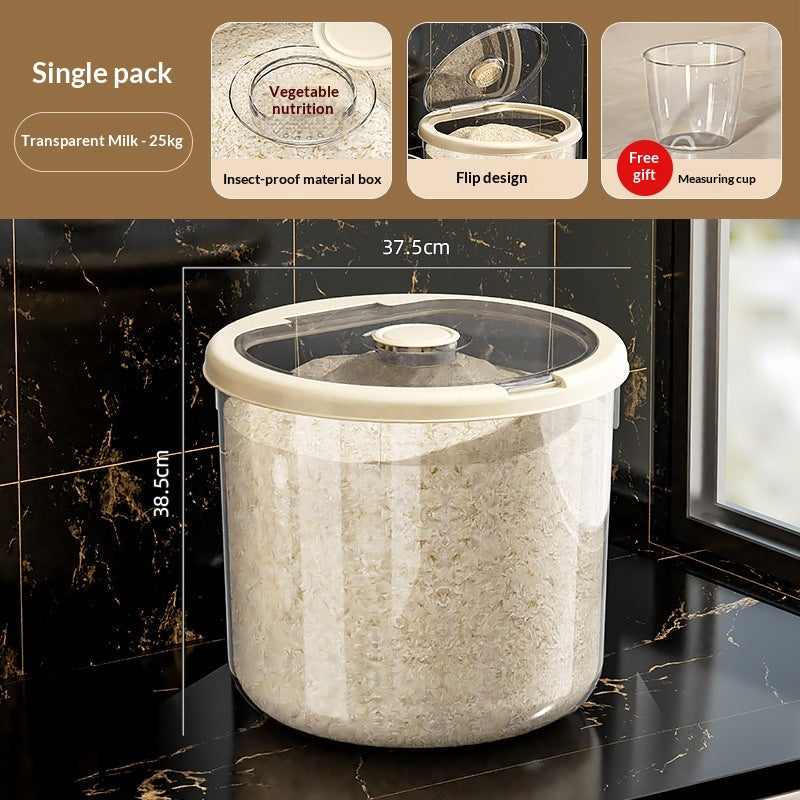 Seau de riz scellé à l'humidité du ménage de grande capacité transparent
