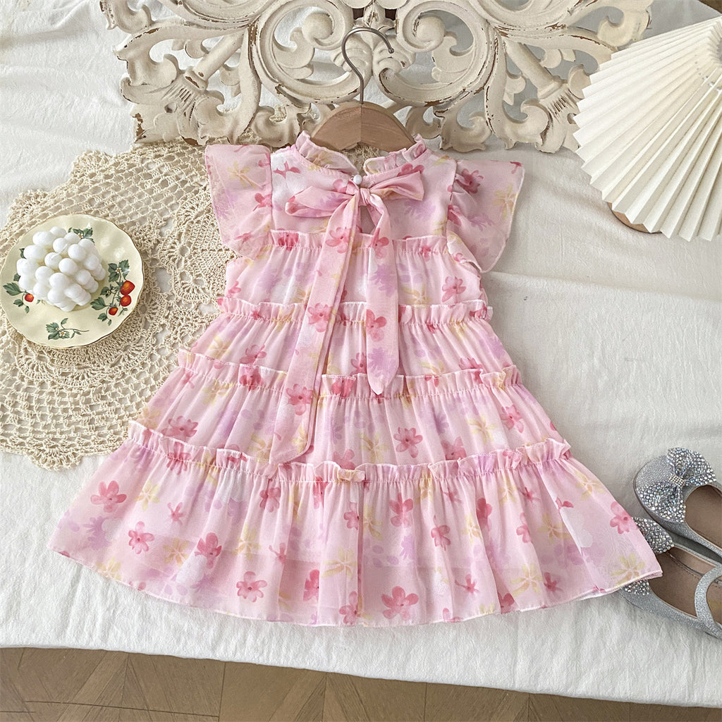 Robe de princesse de fleurs de mousseline