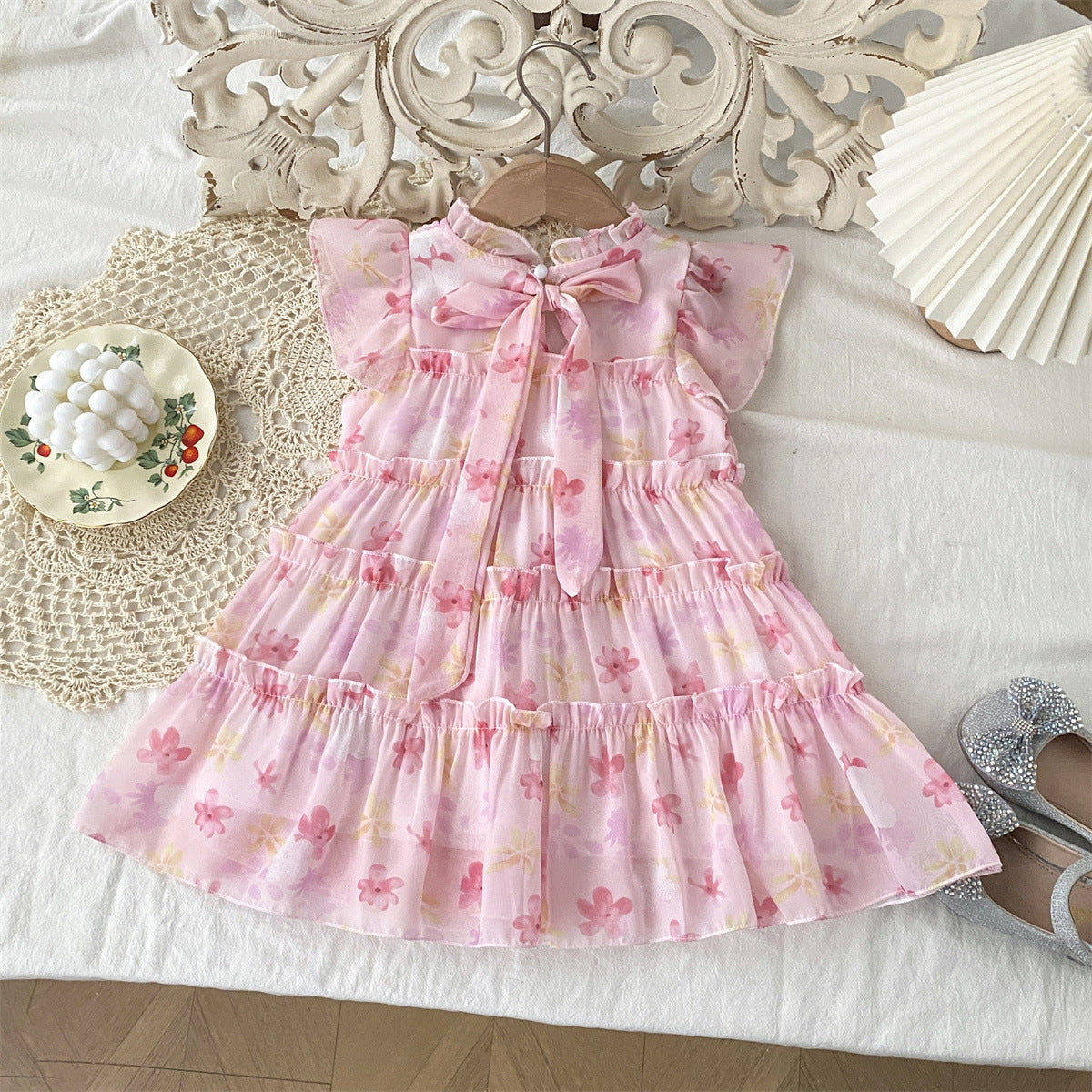 Robe de princesse de fleurs de mousseline