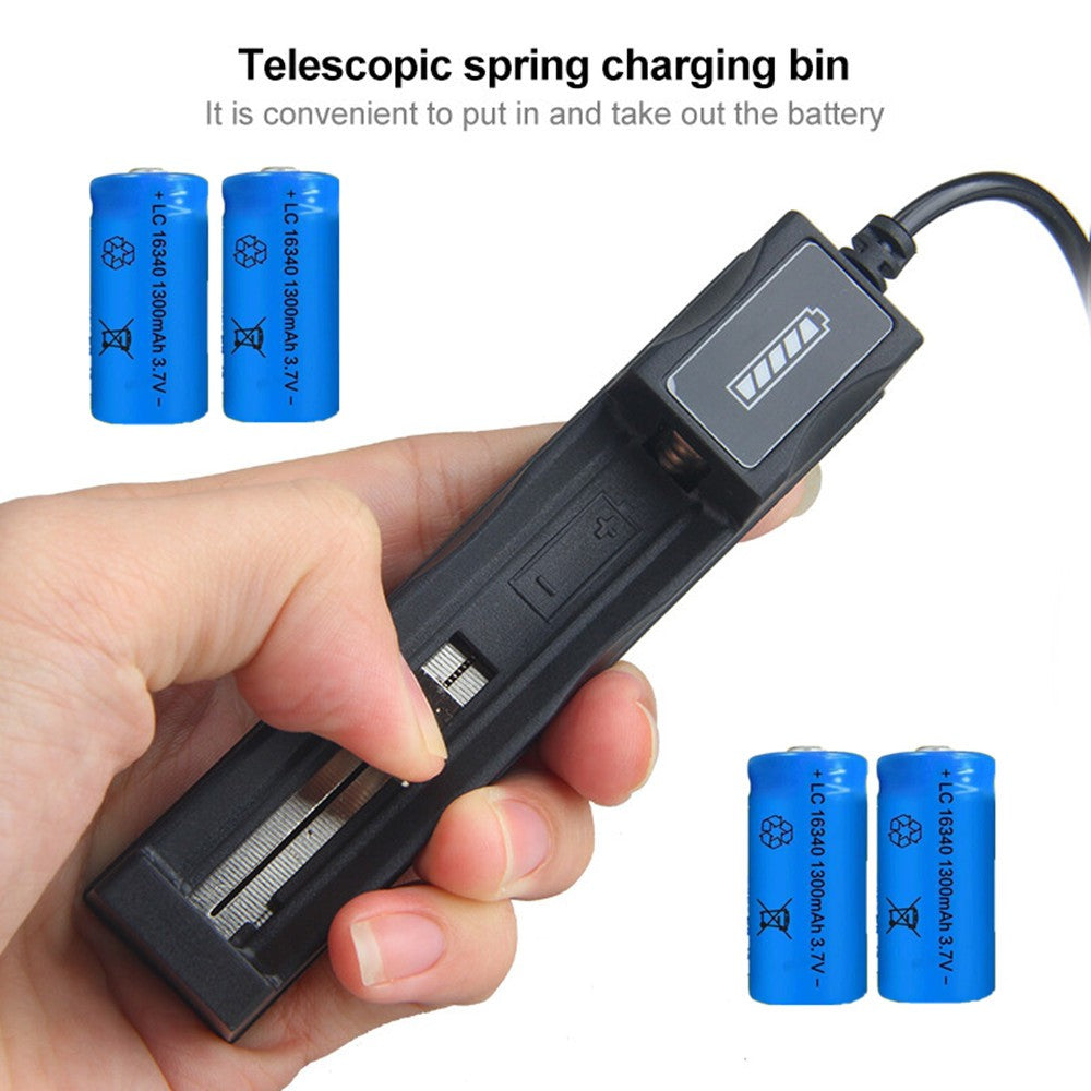 4 Pack 1300 MAh 16340 RCR123A Chargeur de batterie USB rechargeable 3.7 V Ion