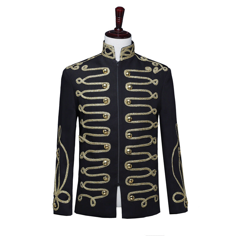 Robe de l'armée de court pour hommes en or noir