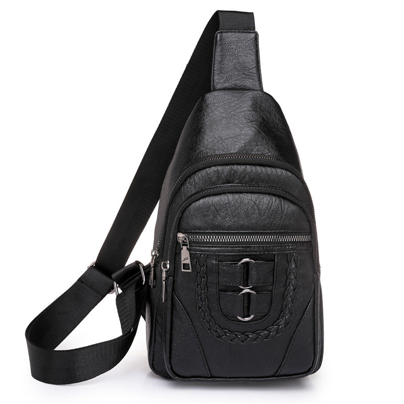 Simple poitrine PU souple cuir texturé sac à épaule