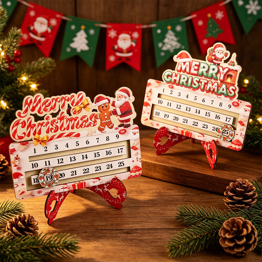 Créative Cartoon Countdown Christmas Wooden Tabletop Craft