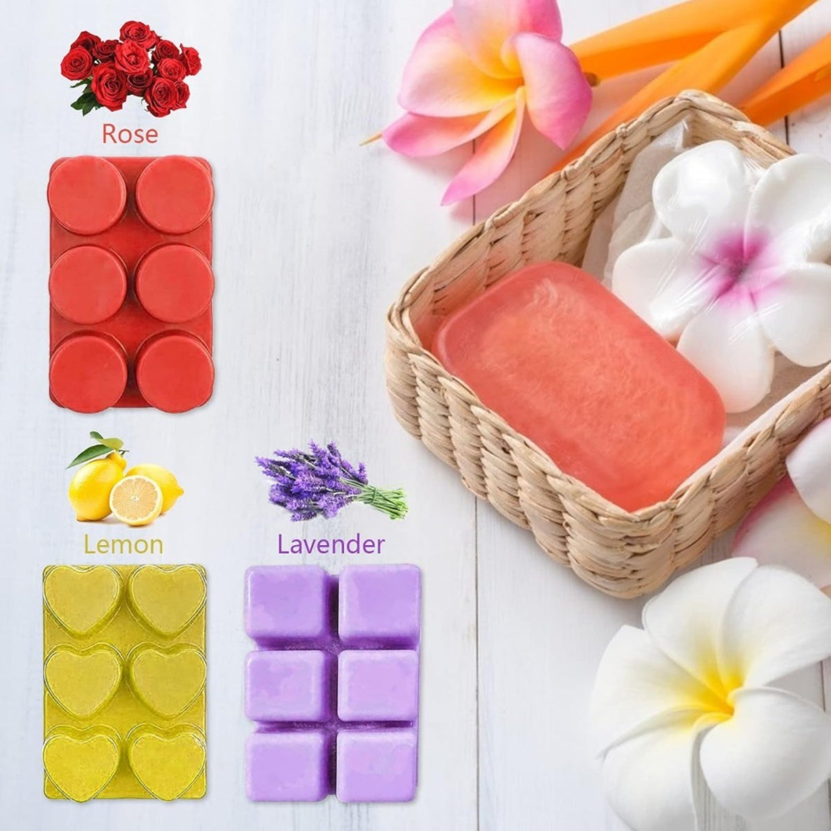 Kit de fusion de cire de 40 pièces avec 30 moules en silicone au cœur