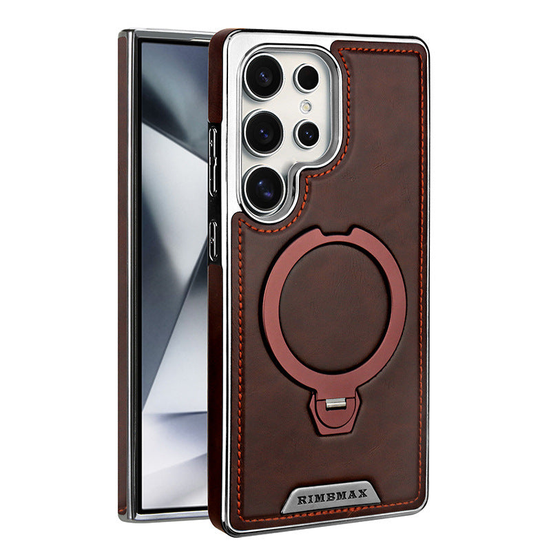 Étui de téléphone en cuir texturé à aspiration magnétique rotative à 360 degrés