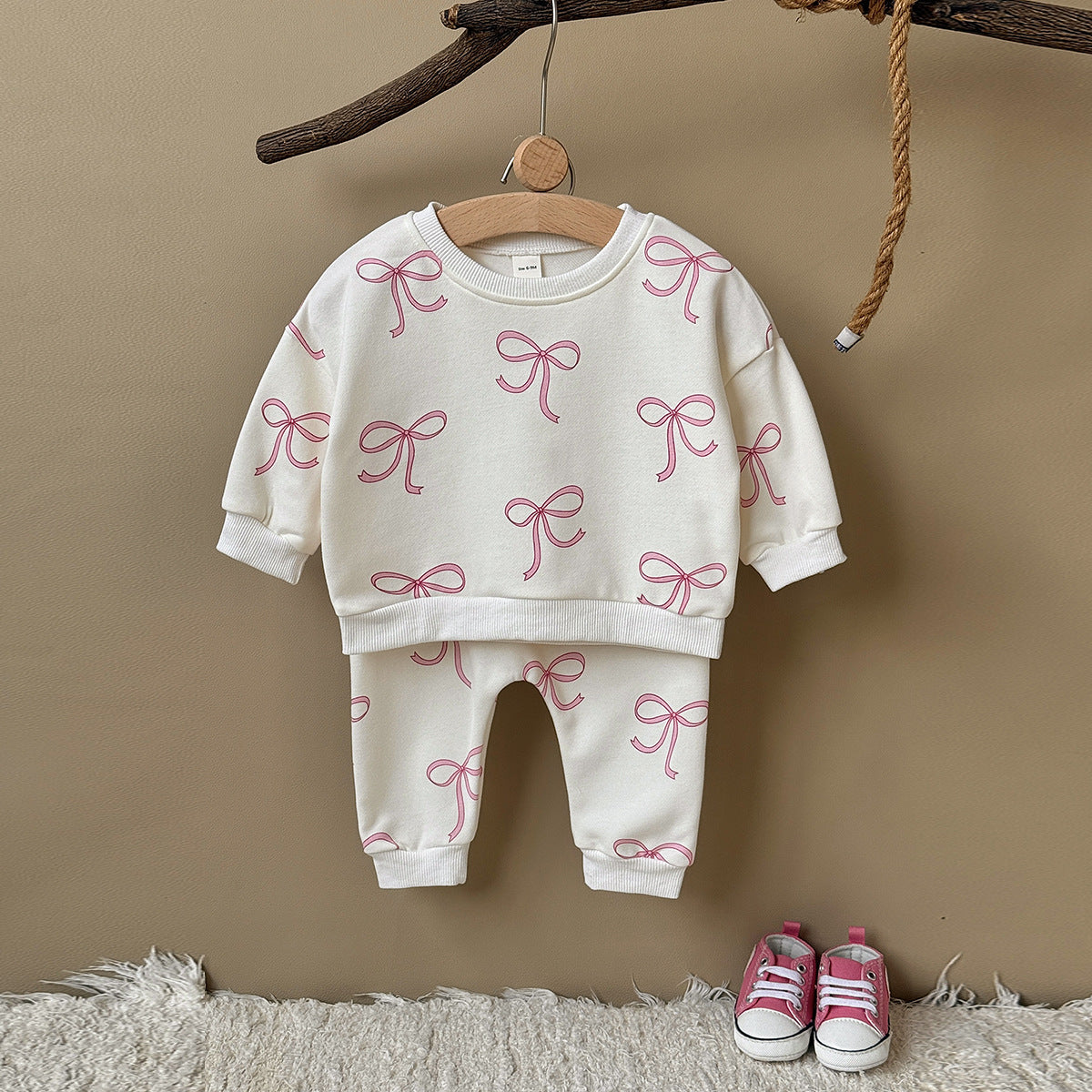 Ensemble de deux pièces imprimées pour bébé et tout-petit Bow-Knot