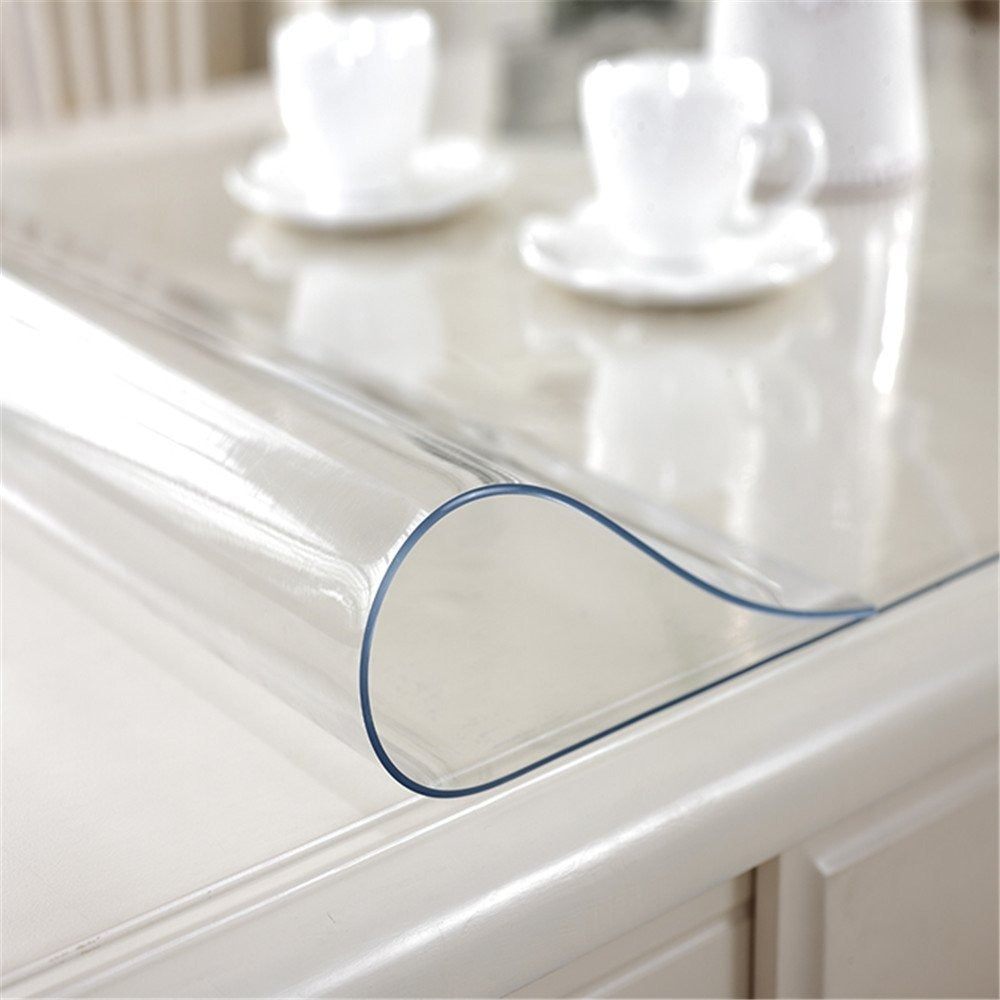 Protecteur de table transparent -1,5mm Épaisseur étanche Couverture de table en PVC résistant pour Dinin