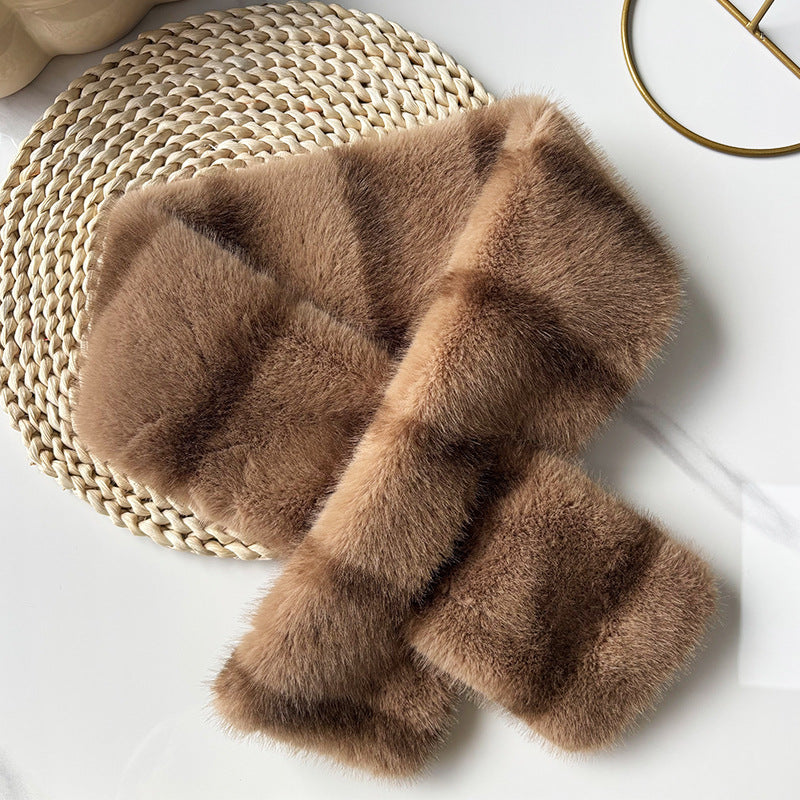 Couleur rayée Contraste en peluche douce écharpe transversale avec style rétro et sophistiqué