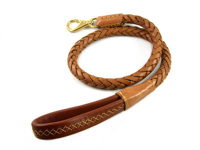 Grande corde de traction tissée de chien avec corde ronde épaisse en cuir