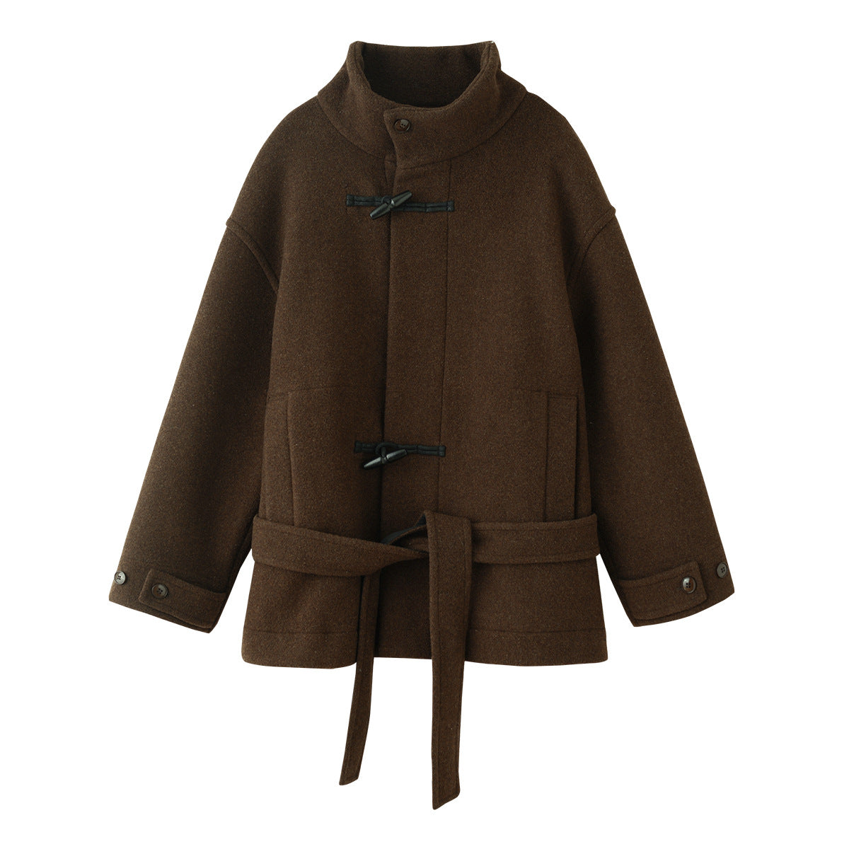 Manteau à col élevé pour femmes avec fermeture de bouton Horn