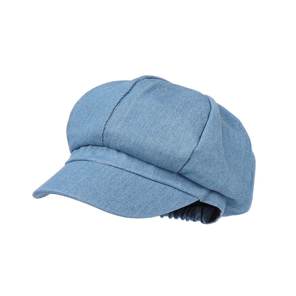Rétro Lavé à l'eau Octagonal Newsboy Cap avec bride arrière réglable