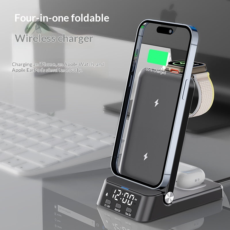 3-en-1 Chargeur horloge de bureau debout avec charge sans fil