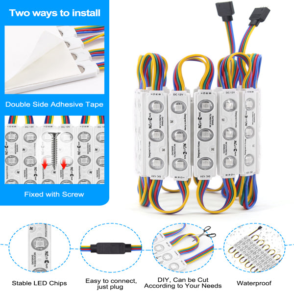 Module de moulage par injection à 3 lampes avec interface couleur RGB aux deux extrémités