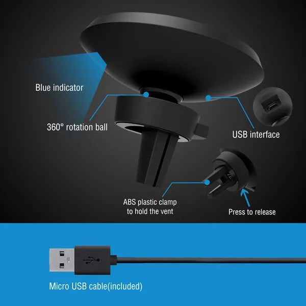 Chargeur de voiture sans fil Qi Chargeur de voiture magnétique Chargeur de téléphone 5W